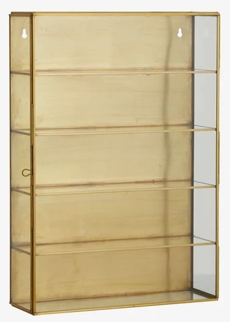 Ada Gold Metal Wall Tall Display Cabinet