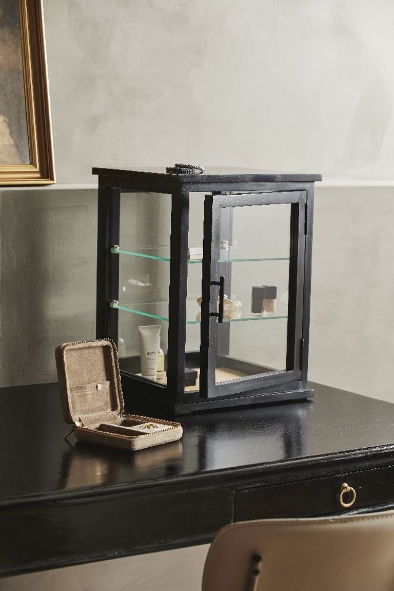 Arno Black Mango Wood 1 Door Display Cabinet