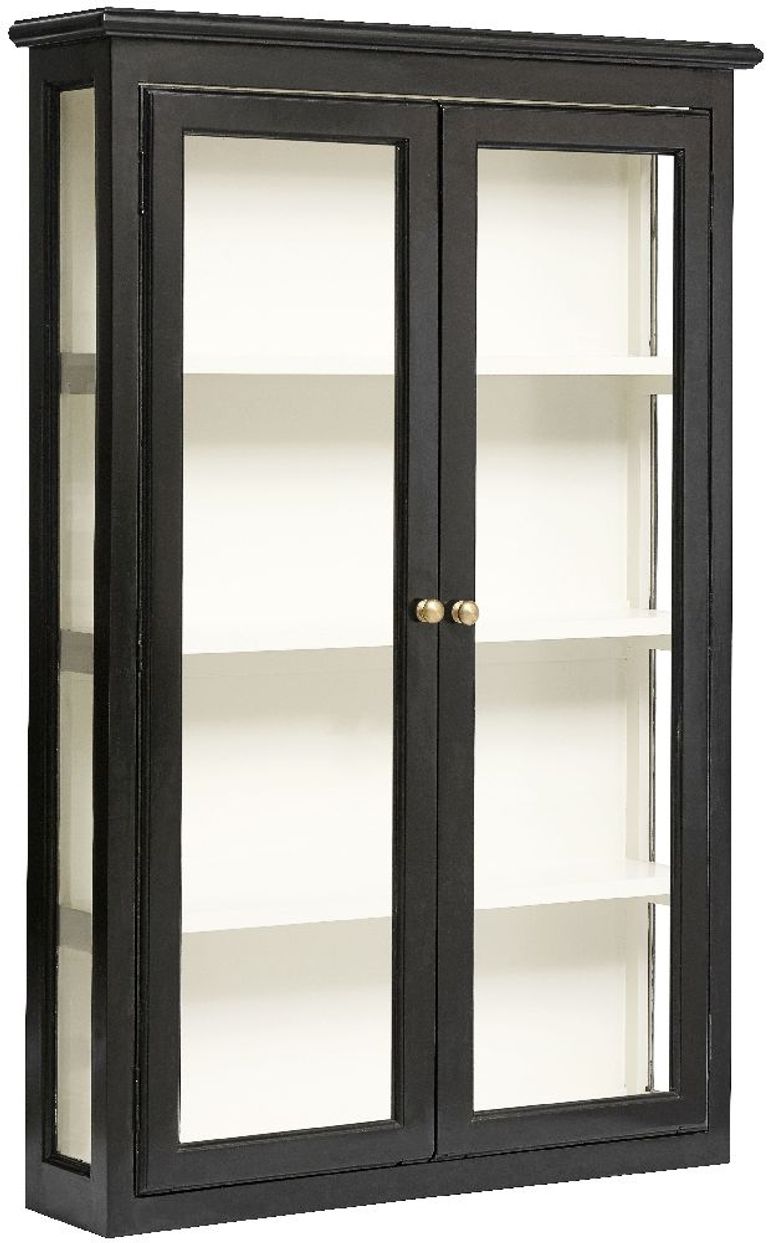 Classic Black Mango Wood 2 Door Wall Display Cabinet
