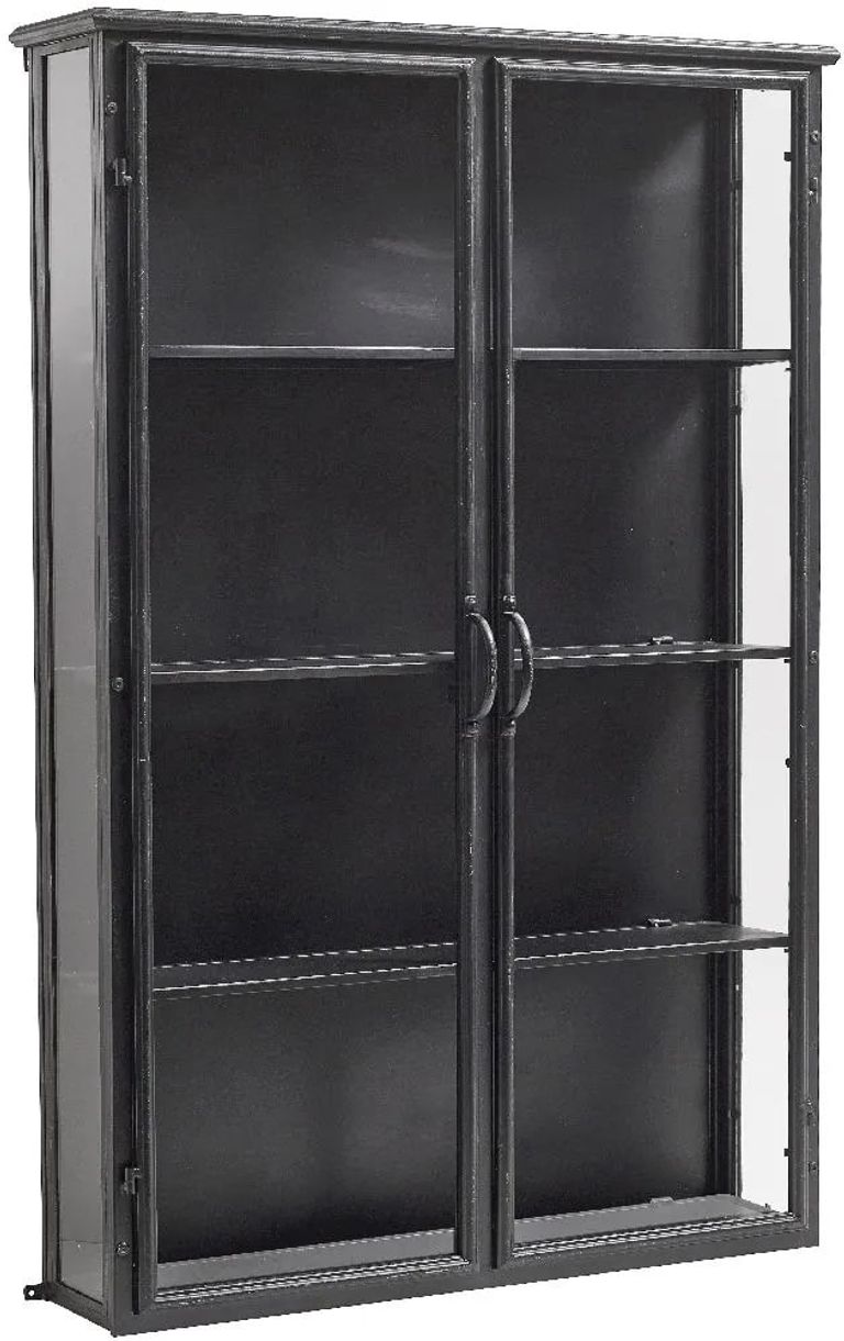 Downtown Black 2 Door Glass Wide Wall Display Cabinet