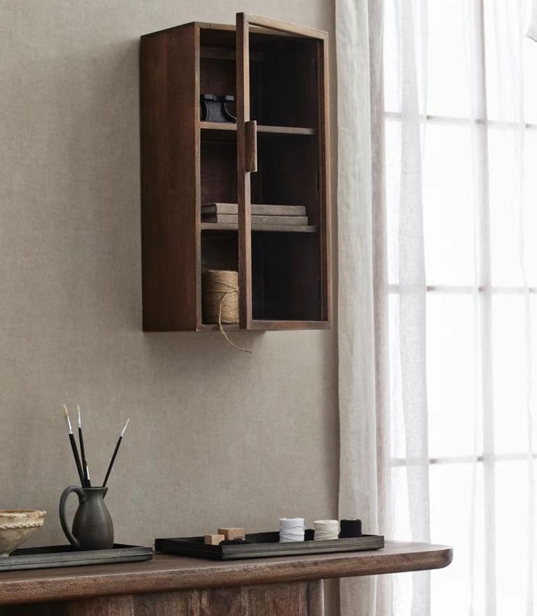 Nango Dark Brown 1 Door Wall Display Cabinet