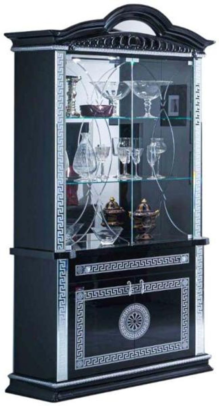 New Venus Black Italian 2 Door Display Cabinet