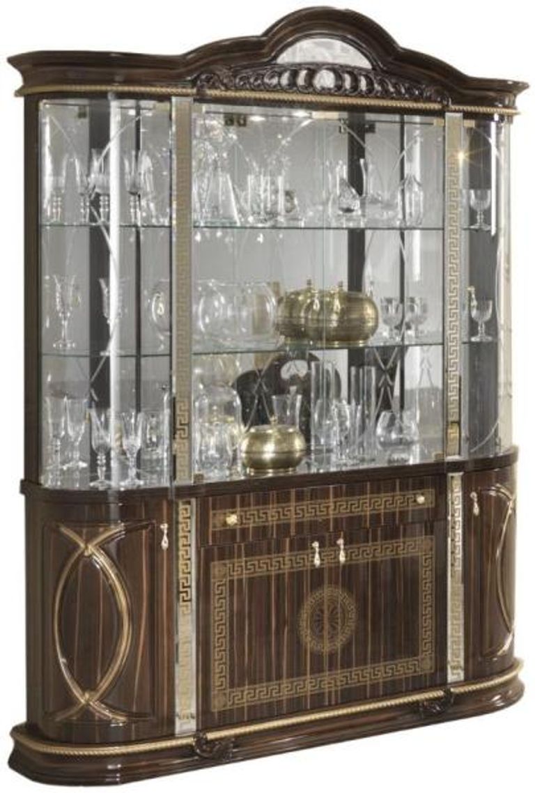 New Venus Walnut Italian 4 Door Display Cabinet