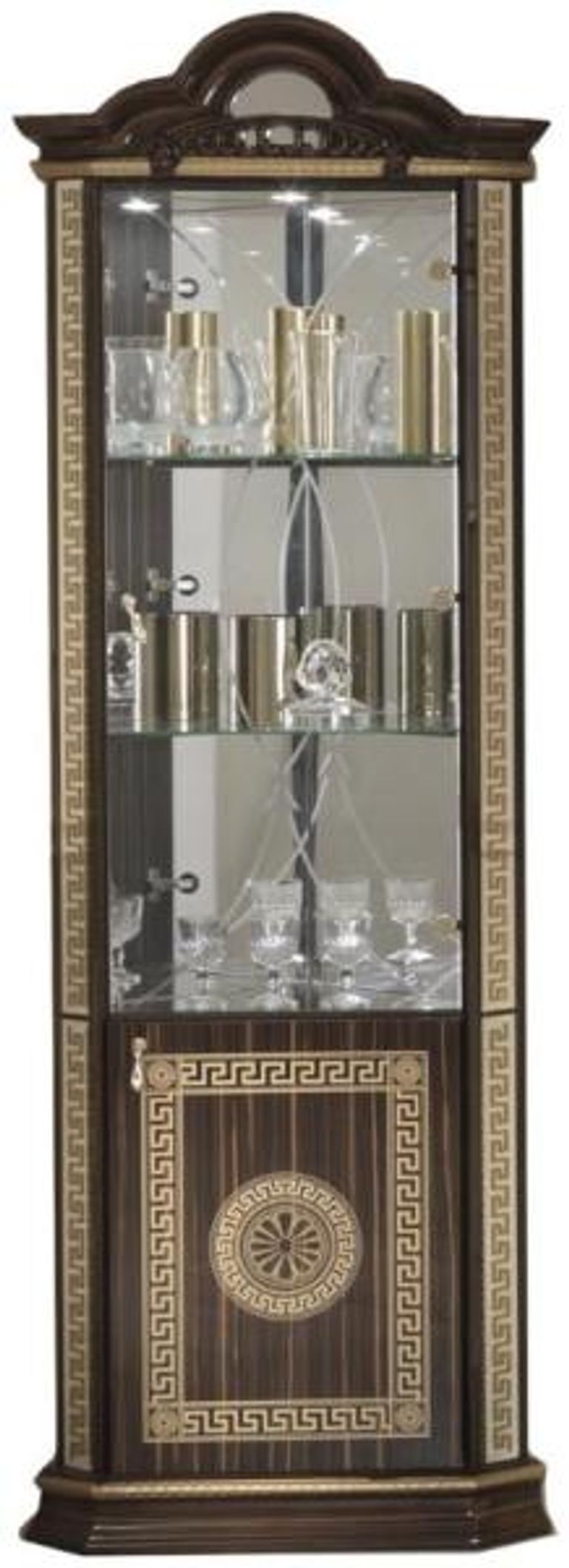 New Venus Walnut Italian Corner Display Cabinet
