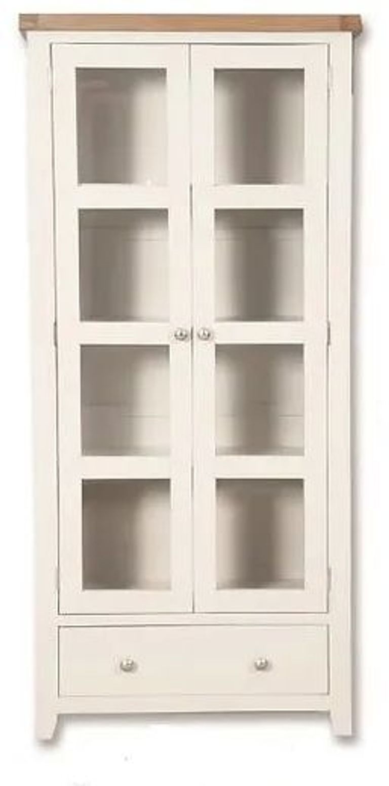 Perth White and Wood 2 Door Glazed Display Cabinet