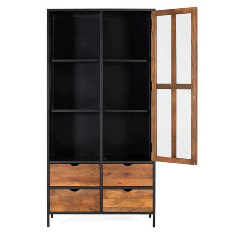 Rieti Display Cabinet - Industrial Style - Mango Wood - 1 Door