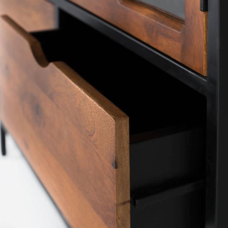 Rieti Display Cabinet - Industrial Style - Mango Wood - 1 Door