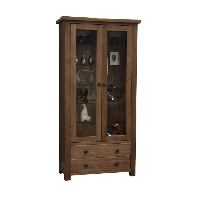 Rustic Oak Display Cabinet - 2 Door - Oak