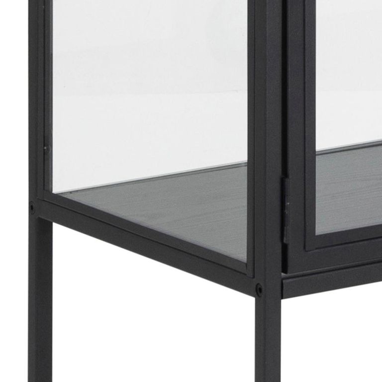 Seaford Display Cabinet - 2 Door - Black Melamine and Metal