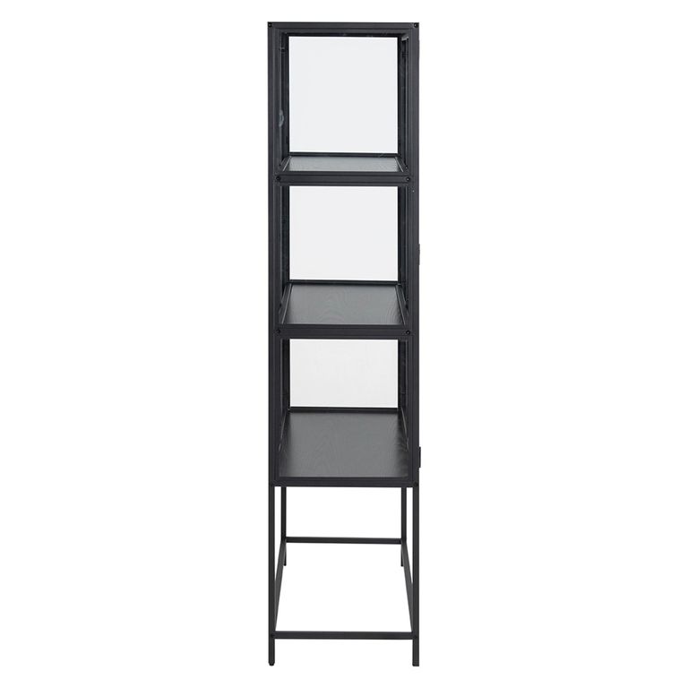 Seaford Display Cabinet - 2 Door - Black Melamine and Metal