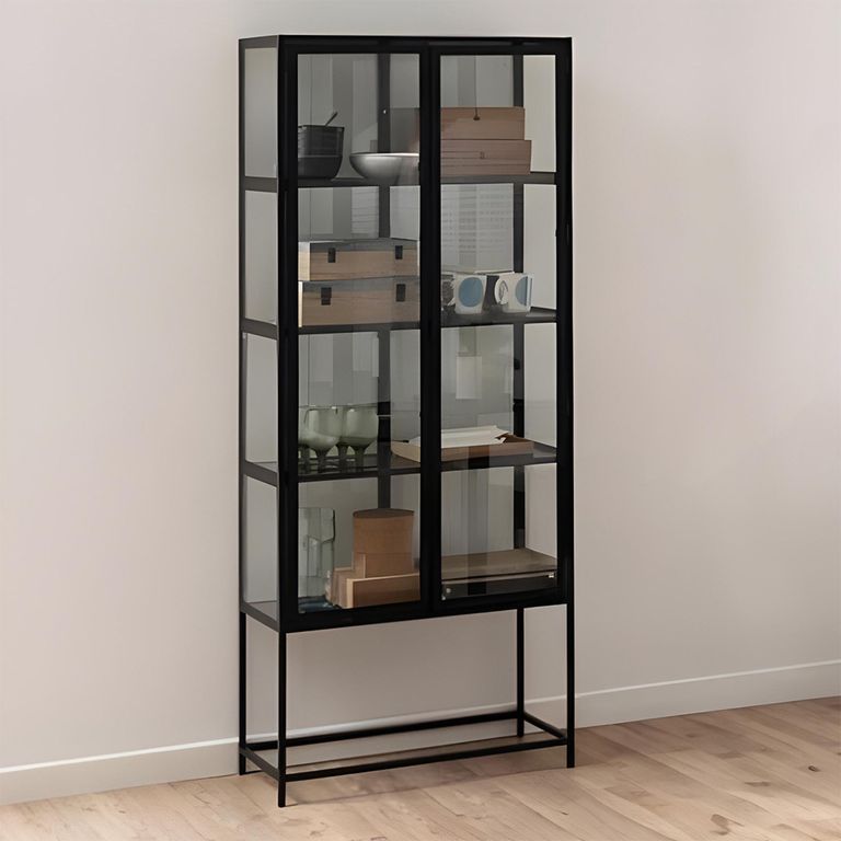 Seaford Display Cabinet - 2 Door - Black Metal