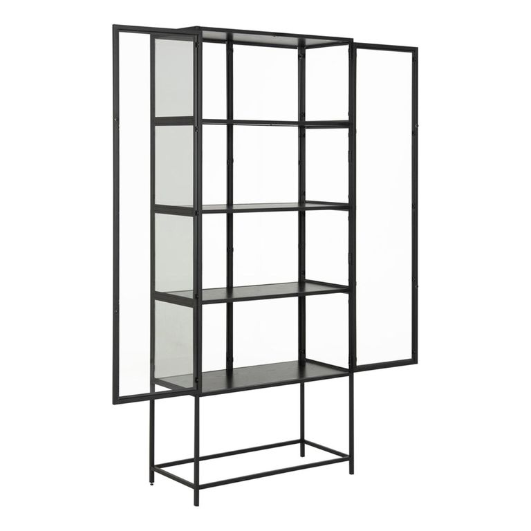 Seaford Display Cabinet - 2 Door - Black Metal
