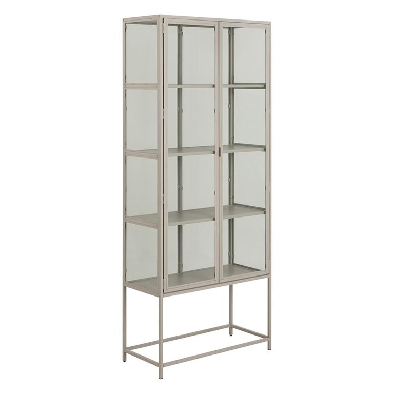Seaford Display Cabinet - 2 Door - Grey Metal
