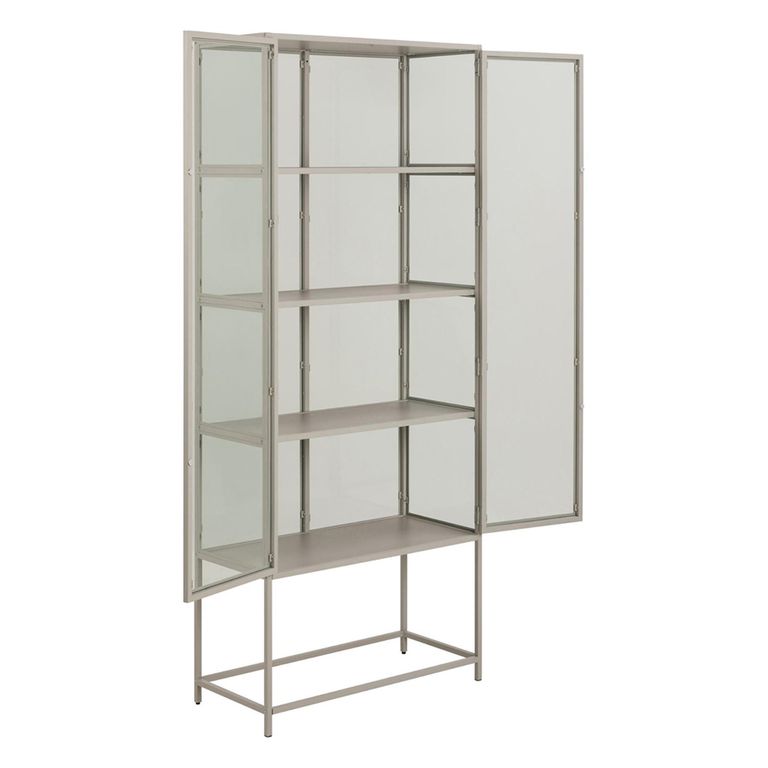 Seaford Display Cabinet - 2 Door - Grey Metal