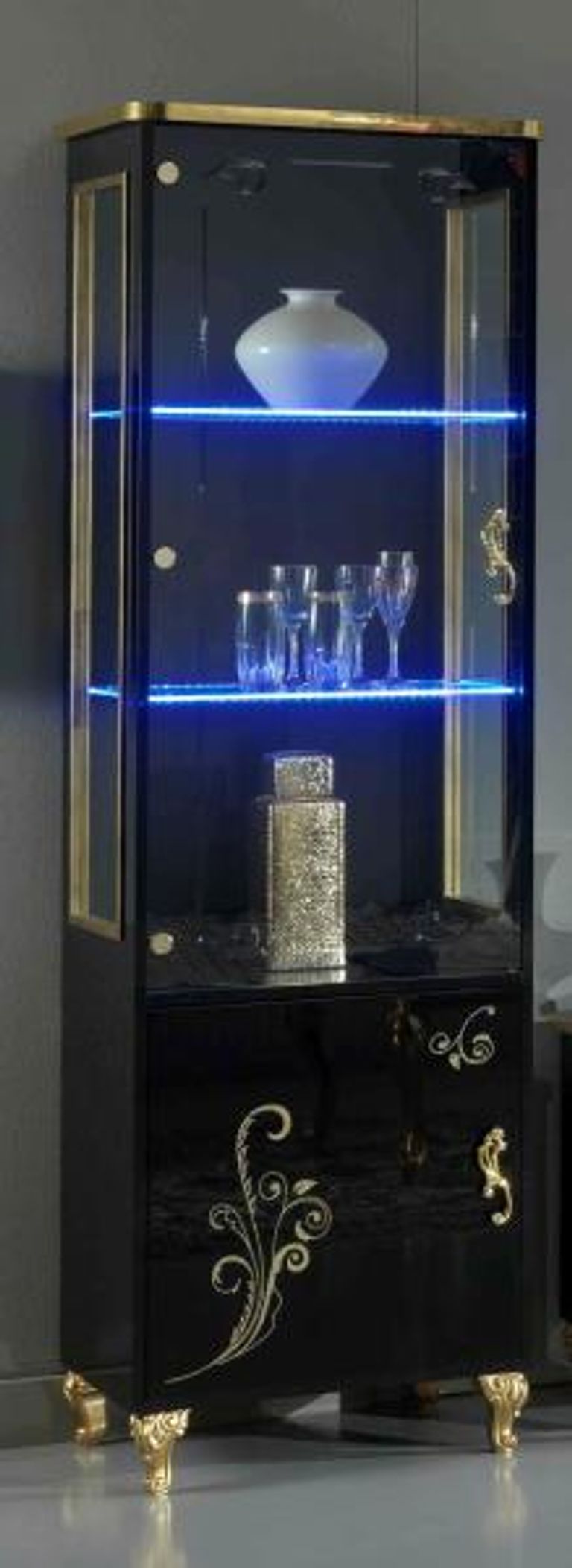 Sofia Black Italian 1 Door Display Cabinet