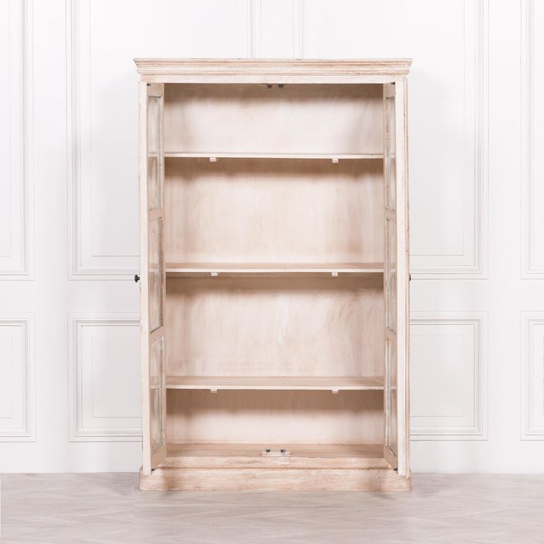 Washed Mango Wood Display Cabinet - 2 Door