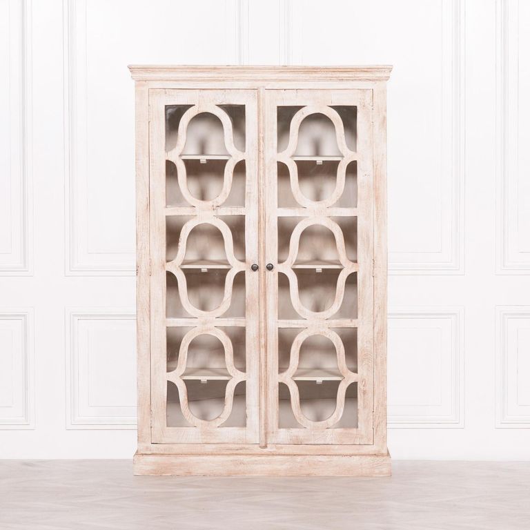 Washed Mango Wood Display Cabinet - 2 Door