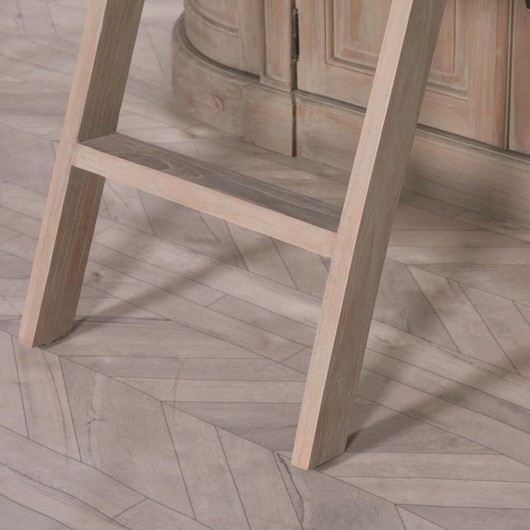 White Cedar Wood Display Cabinet with Ladder - Extra Large - Curved