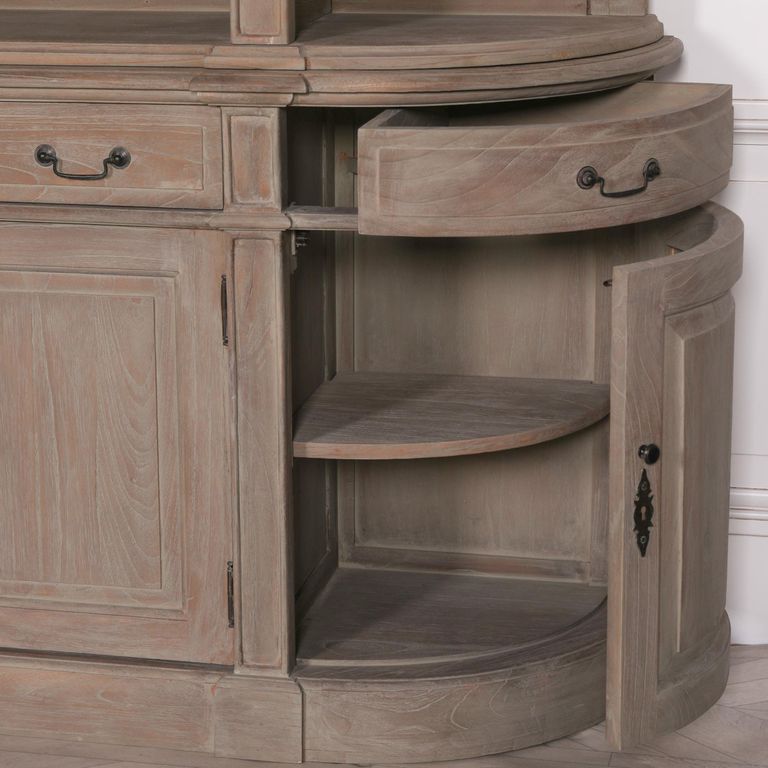 White Cedar Wood Display Cabinet with Ladder - Extra Large - Curved