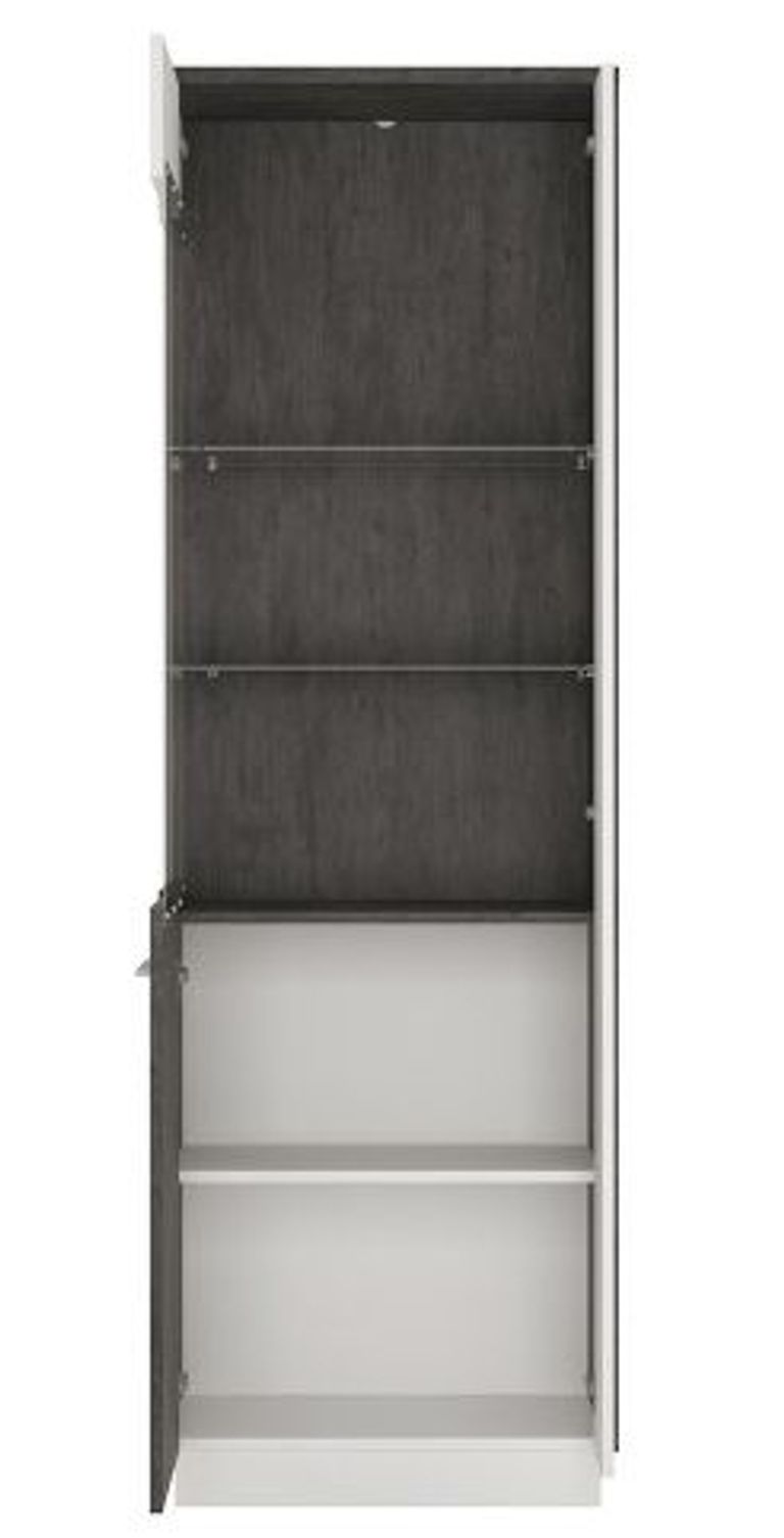Zingaro Grey and White Tall Glazed Display Cabinet - LHF