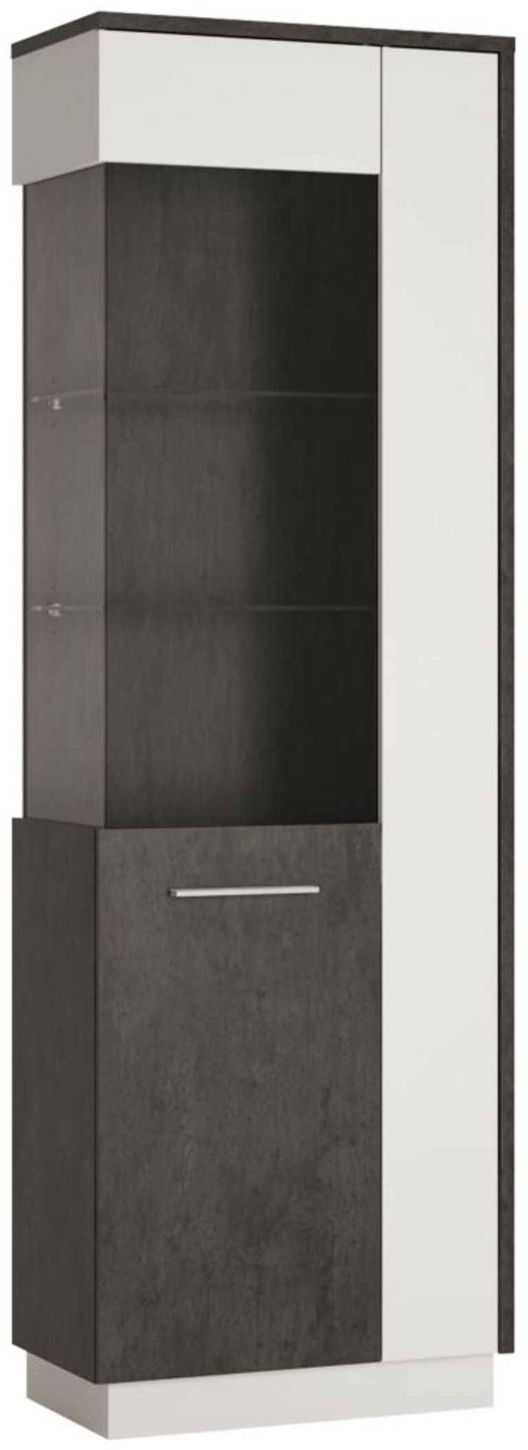Zingaro Grey and White Tall Glazed Display Cabinet - LHF
