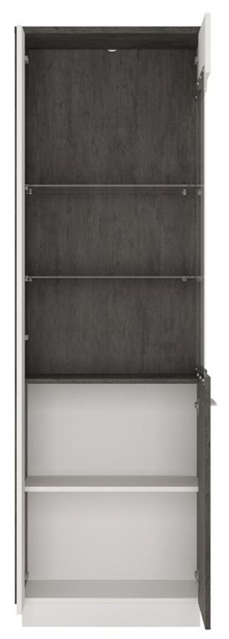 Zingaro Grey and White Tall Glazed Display Cabinet - RHF