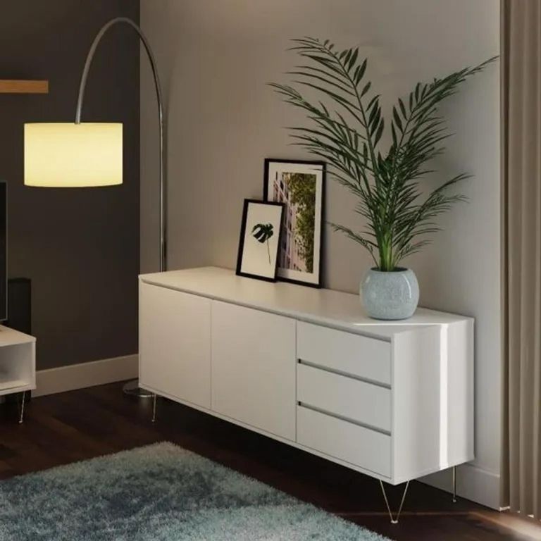 Monaco Sideboard - 2 Door - 3 Drawer - White