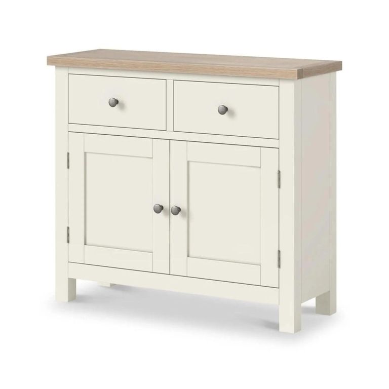 Modern Small Sideboard - 90cm - 2 Door - White Painted