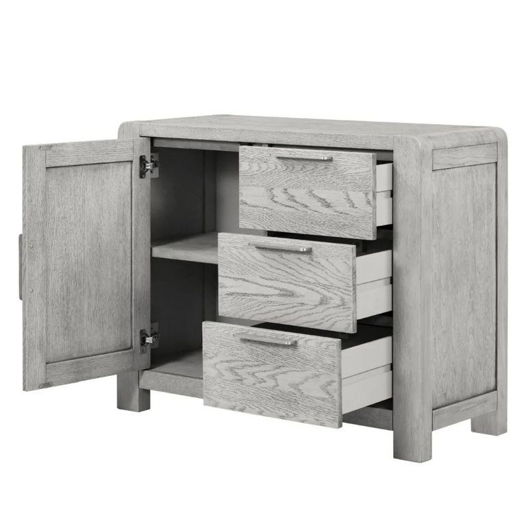 Amsterdam Small Sideboard - 1 Door - Grey Washed Oak - 98.5cm