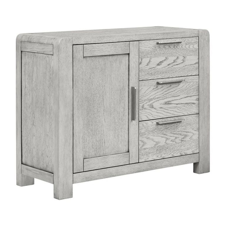 Amsterdam Small Sideboard - 1 Door - Grey Washed Oak - 98.5cm