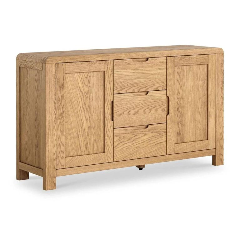 Thurlestone Curved Medium Sideboard - 2 Door - Oak - 130cm