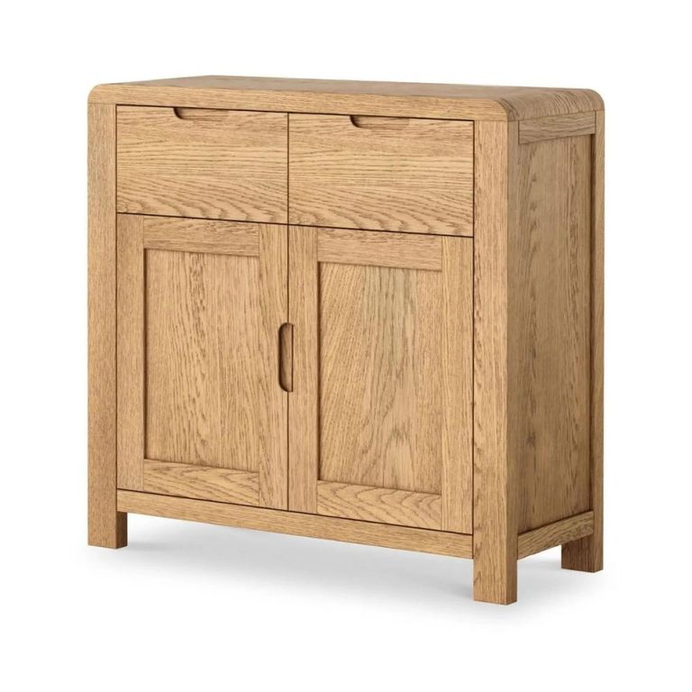 Thurlestone Curved Small Sideboard - 2 Door - Oak - 88cm