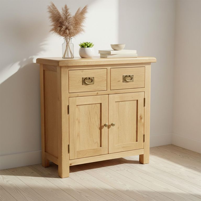Salisbury Premium Compact Sideboard - 2 Door - Oak - 85cm