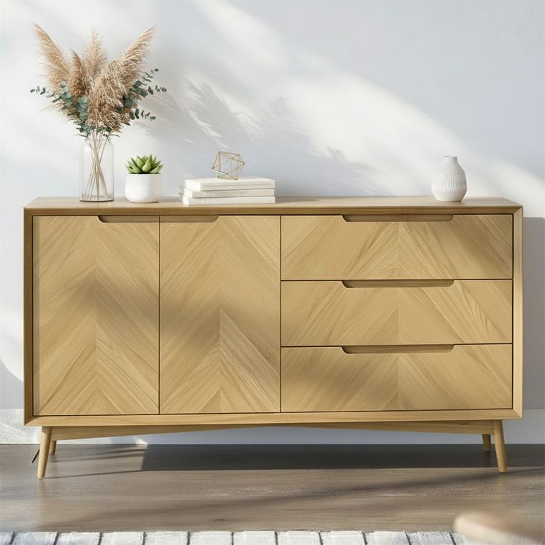Valencia Herringbone Medium Sideboard - 2 Door - Oak - 150cm