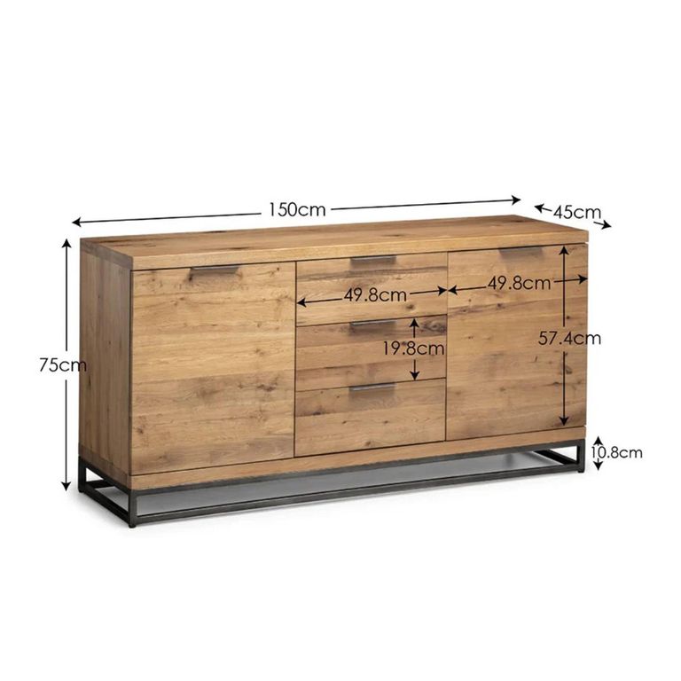 Brooklyn Sideboard - 150cm - 2 Door - Medium - Oak