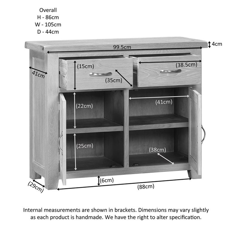 Wilmont Small Sideboard - 2 Door - 105cm - Oak