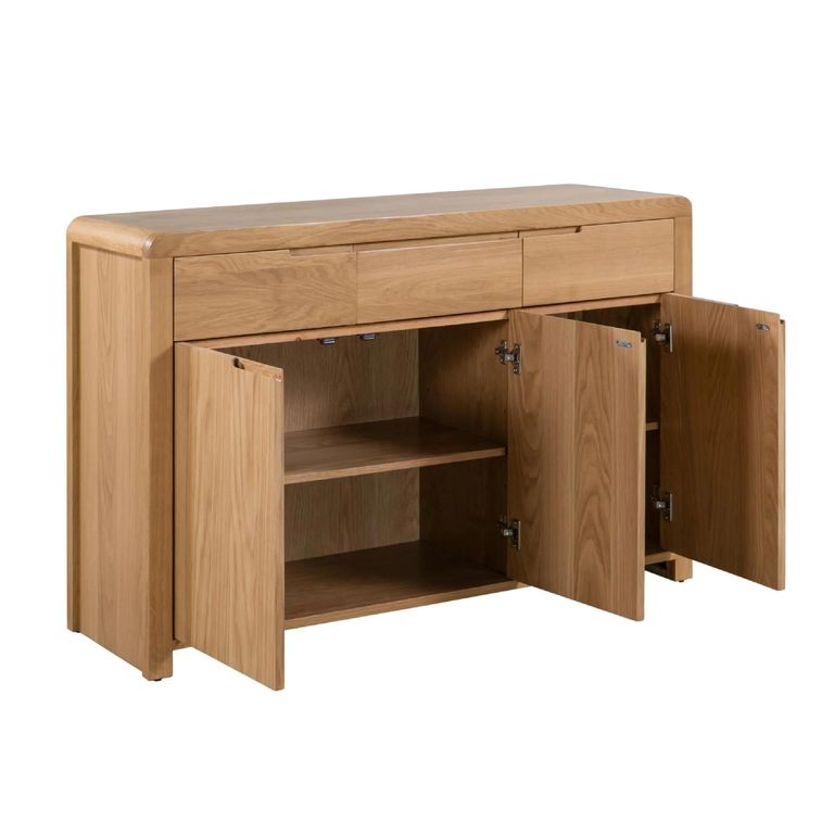 Curve Sideboard - 130cm - 3 Door - Medium - Oak