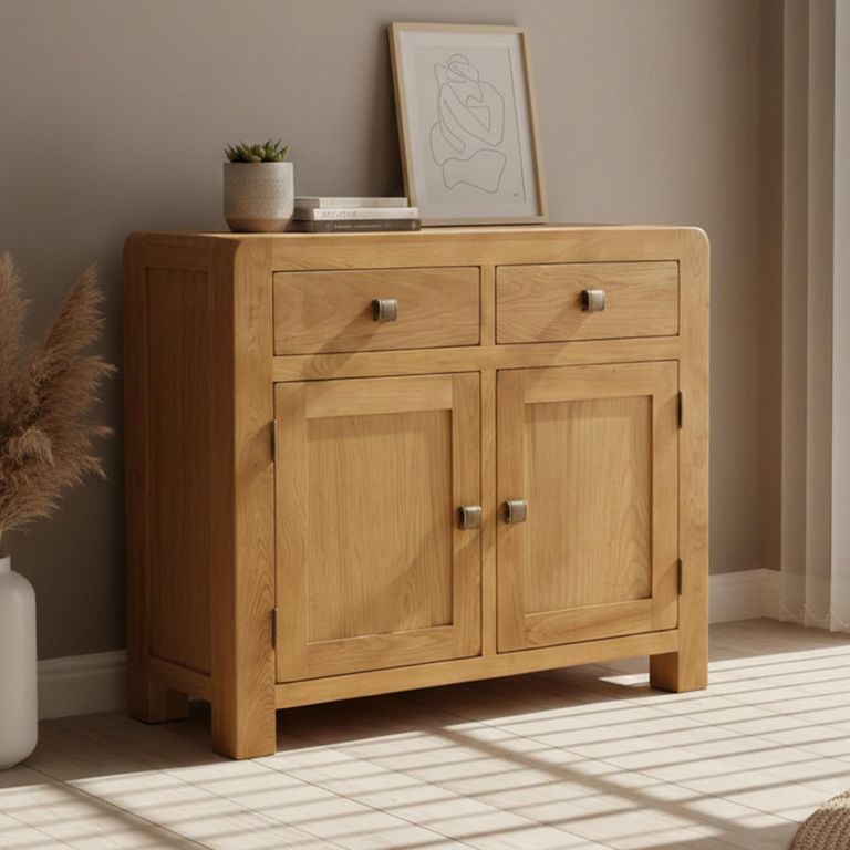 Curve Small Sideboard - 2 Door - 100cm - Oak