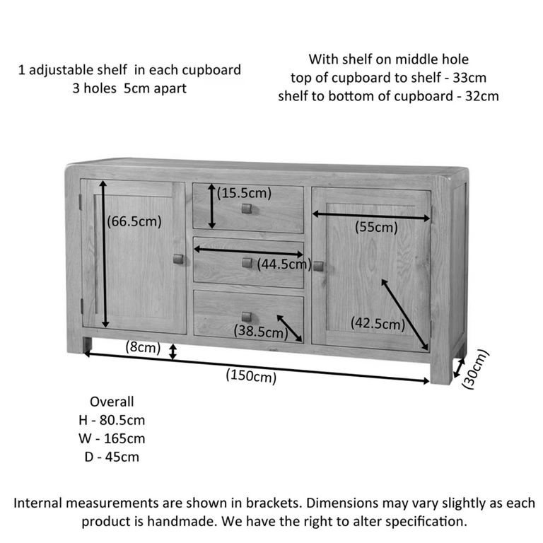 Curve Sideboard - Large 2 Door - 165cm - Oak
