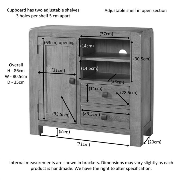 Curve Sideboard Media Unit - Oak