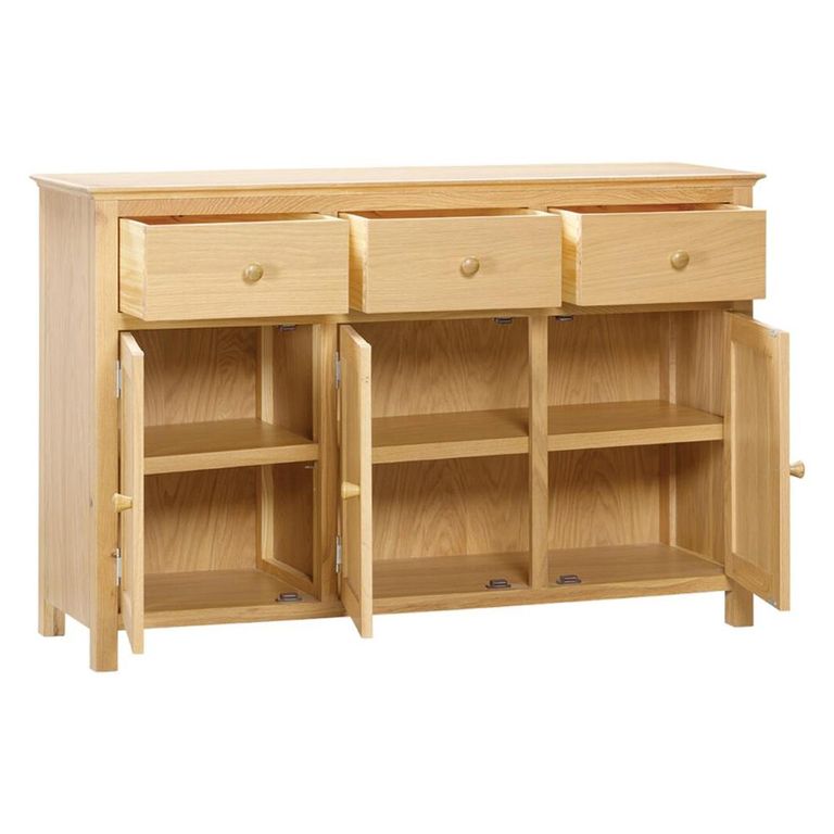 Arlington Medium Sideboard - 130cm - 3 Door - Oak