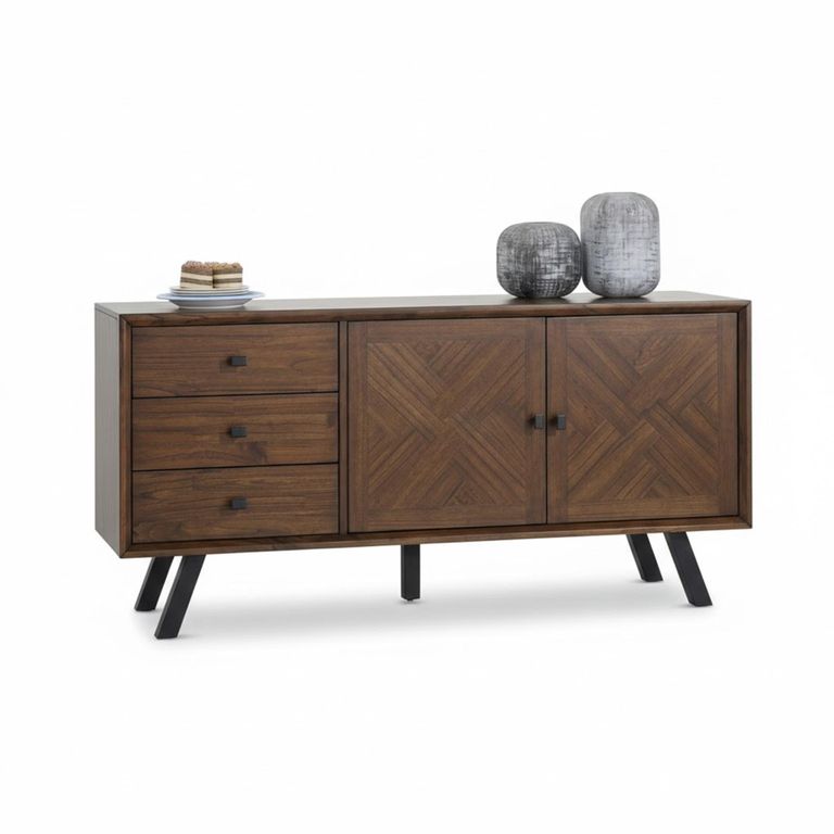 Nevada Large Sideboard - 164cm - 2 Door - Parquet Style Wood
