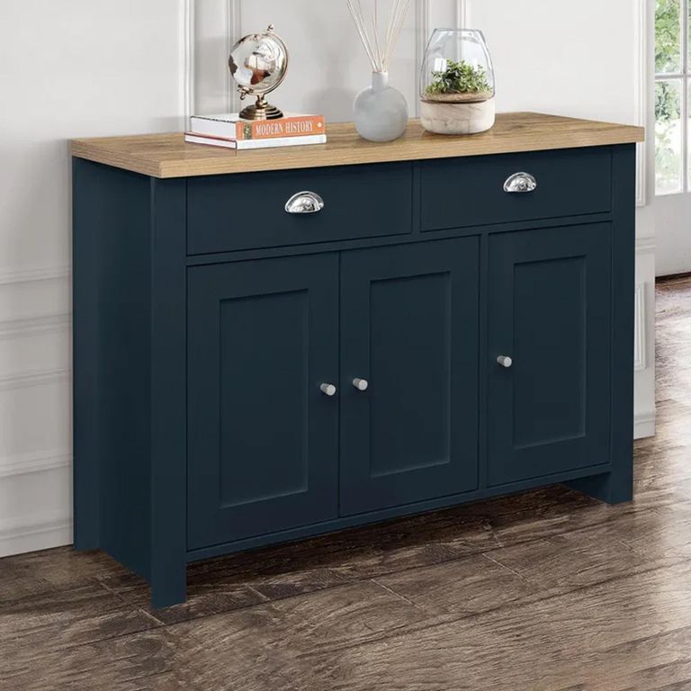 Clearance - Highgate Medium Sideboard - 3 Door - Navy Blue Painted - FSS16565