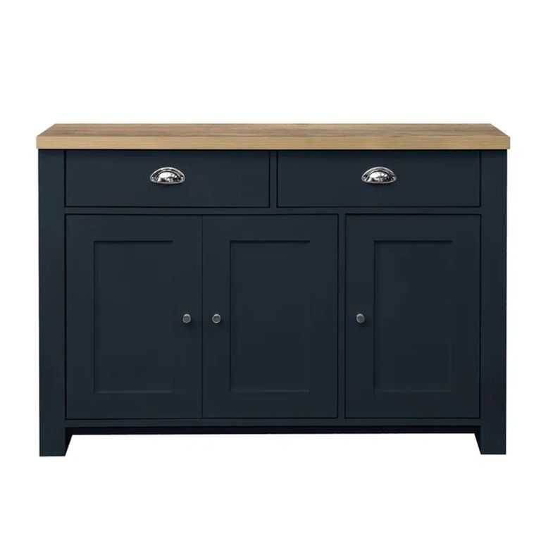 Clearance - Highgate Medium Sideboard - 3 Door - Navy Blue Painted - FSS16565