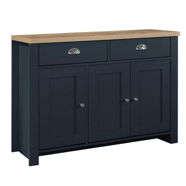 Clearance - Highgate Medium Sideboard - 3 Door - Navy Blue Painted - FSS16565