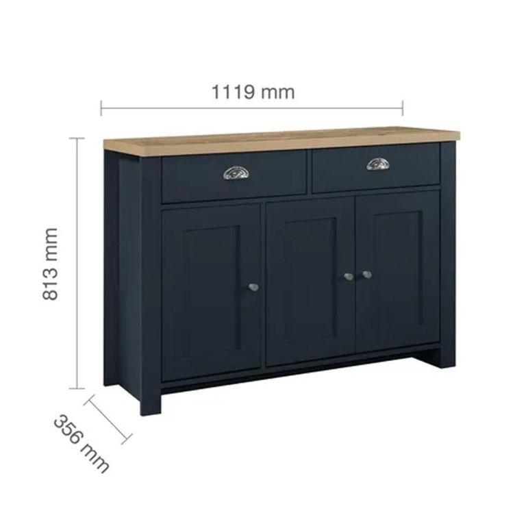Clearance - Highgate Medium Sideboard - 3 Door - Navy Blue Painted - FSS16565