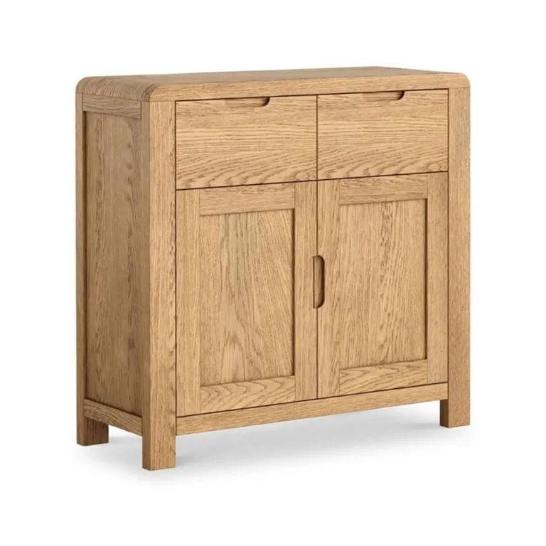 Clearance - Thurlestone Sideboard - 88cm - 2 Door - Curved - Small - Oak - FSS16568