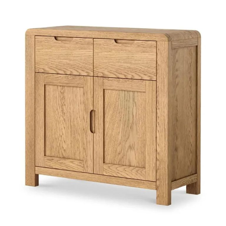 Clearance - Thurlestone Sideboard - 88cm - 2 Door - Curved - Small - Oak - FSS16568