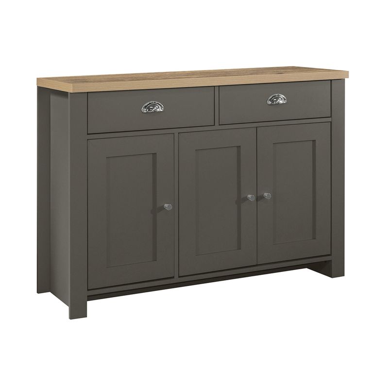 Highgate Medium Sideboard - 3 Door - Dark Grey Painted