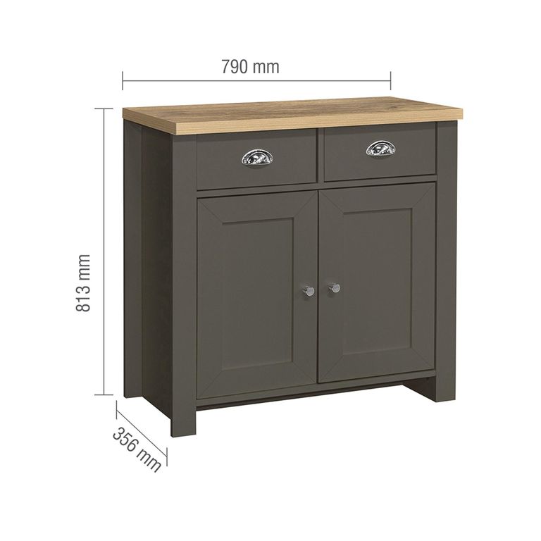 Highgate Small Sideboard - 2 Door - Dark Grey Painted